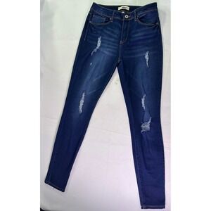 YMI California VTG Skinny Jeans Distressed Dark Wash Ripped Denim Y2K Retro Sz 9